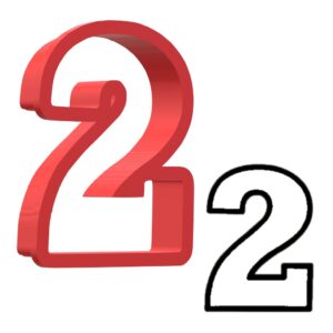 Number 2 3D Cookie Cutter - STL File Digital Download
