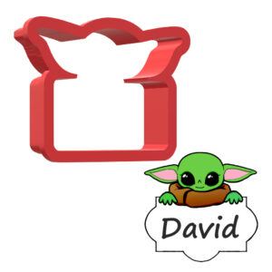 Baby Yoda Name Plaque Style 2 3D Cookie Cutter