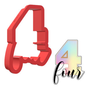 Number 4 With Text 3D Cookie Cutter - STL File Digital Download