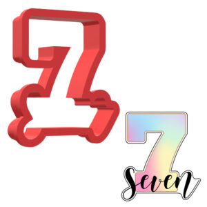 Number 7 With Text 3D Cookie Cutter - STL File Digital Download