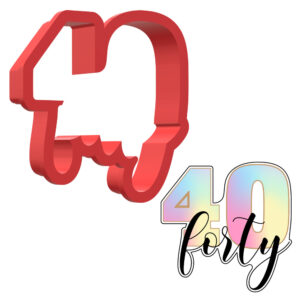 Number 40 With Text 3D Cookie Cutter - STL File Digital Download
