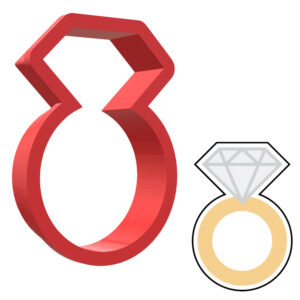 Diamond Engagement Wedding Ring 3D Cookie Cutter - STL File Digital Download