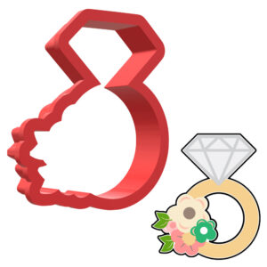 Diamond Floral Engagement Wedding Ring 3D Cookie Cutter - STL File Digital Download