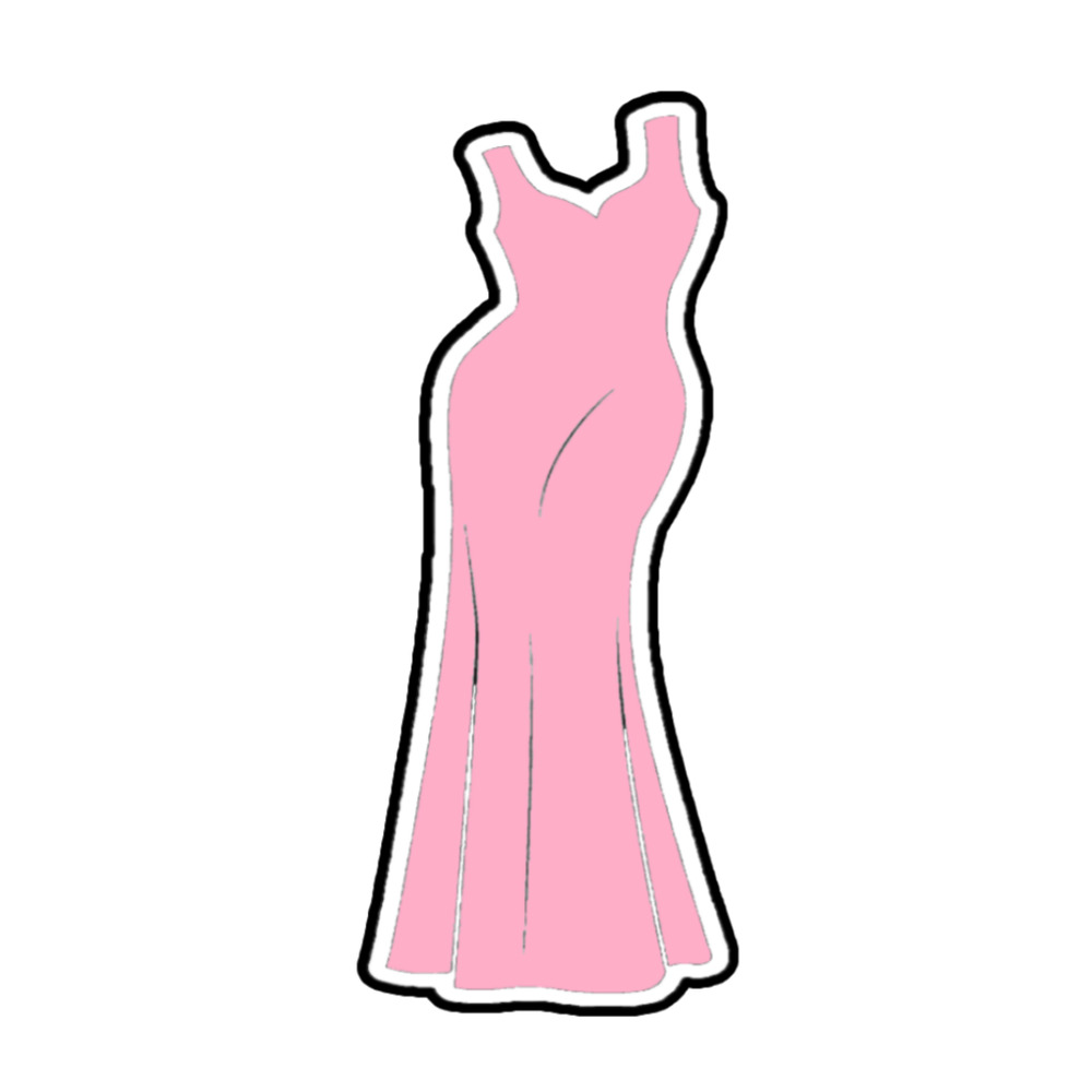 tall-pink-dress-white-background-3d-cookie-cutter-wc1004